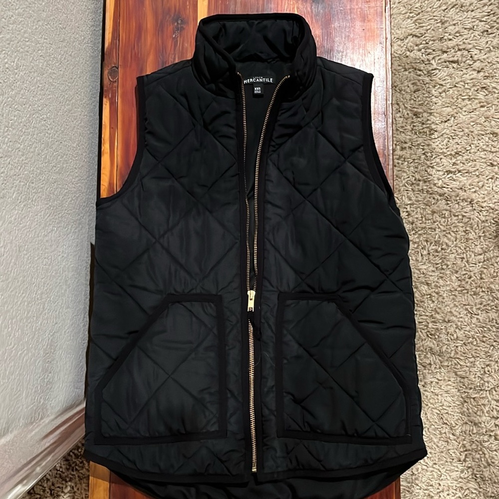 J Crew Mercantile Puffy Vest - Xxs - Black